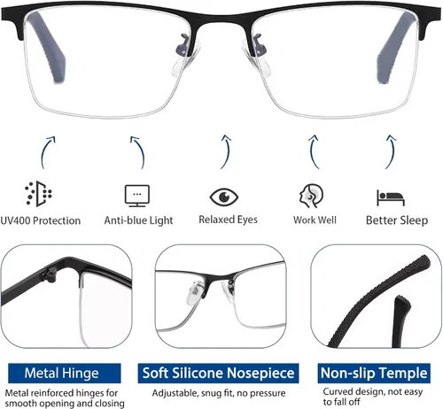 Miniatura 5 de K.LAVER Gafas de lectura fotocrómicas progresivas duraderas de Multifocus para hombres Lector multifocal de transición de luz azul