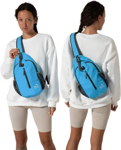 Miniatura 138 de WATERFLY Bolsa pequeña de senderismo: mochila cruzada para el pecho, mochila para hombres y mujeres con correa de hombro agradable a la piel