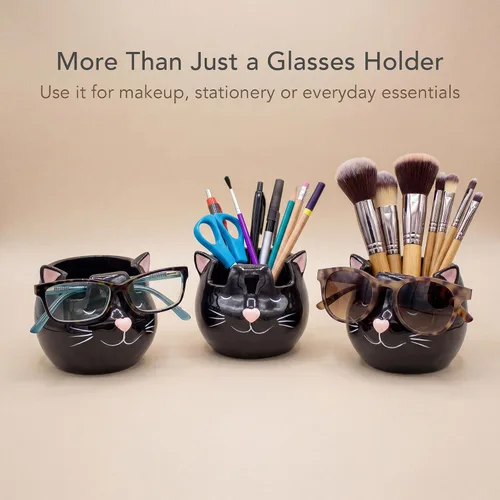 Miniatura 4 de Soporte y jarrón para lentes de gato, soporte de cerámica para gafas de sol y lentes de gato negro, organizador de decoración y exhibición de regalo