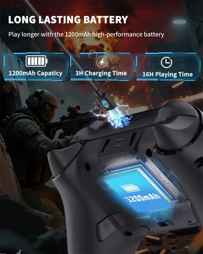 Miniatura 6 de Bcofo Wireless Mobile Game Controller for iOS/iPhone/Android/Cell Phone/Switch/Laptop, Gaming Gamepad with Phone Clip for Gamers, Hall Effect