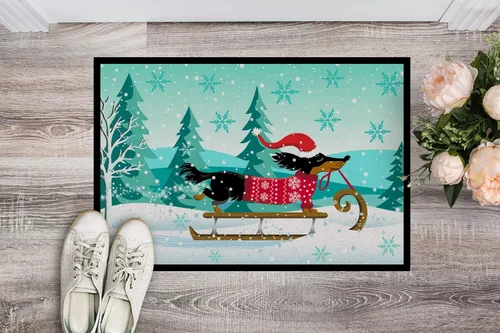 Miniatura 2 de Caroline's Treasures VHA3030JMAT Felpudo de perro salchicha con texto en inglés "Merry Christmas", 24 x 36 pulgadas, para interiores y exteriores