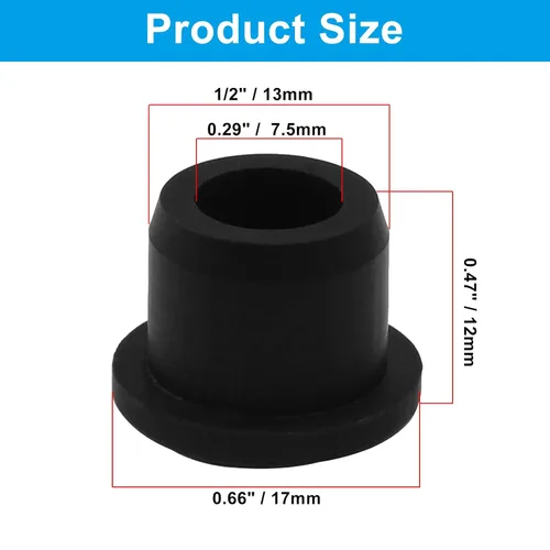 Miniatura 2 de Hordion 20 ojales de goma con orificio de taladro de 1/2 pulgada, orificio de identificación de 5/16 pulgadas, tapones negros para tubos de vinilo