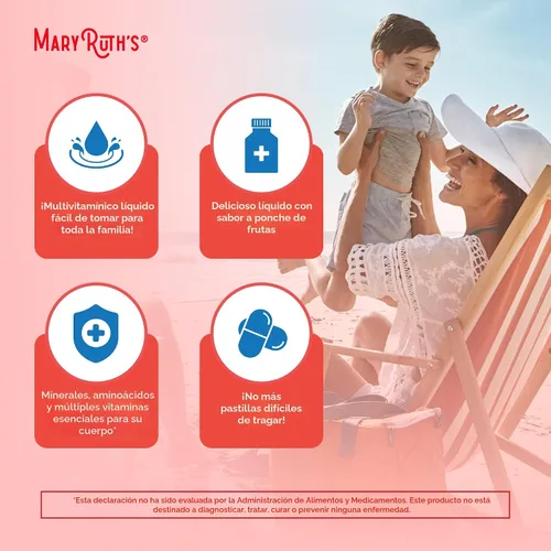 Miniatura 6 de MaryRuth Organics Liquid Morning Multivitamin Essentials+ Vitamina A C D E B6 B12 Biotina Zinc, para hombre y mujer, multivitamínico, apoyo