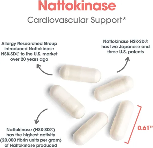 Miniatura 5 de Allergy Research Group Nattokinase NSK-SD 50 mg - Apoya la circulación saludable - de soja fermentada - 90 cápsulas