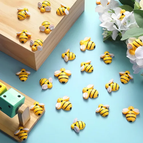 Miniatura 4 de Hicarer 45 piezas de abejas pequeñas, decoración de fiesta, decoración de fiesta, adorno en forma de abeja de resina de miel con caja