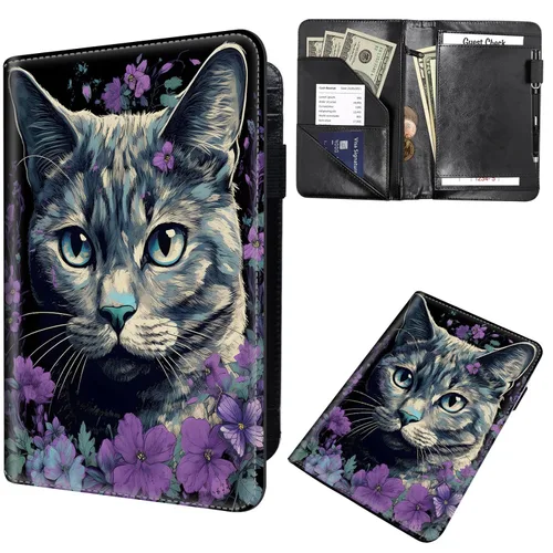 Miniatura 16 de Libros de mesero para camarera, cartera de cuero para camarero con cremallera, soporte para recibos, para camarero, camarero, accesorios