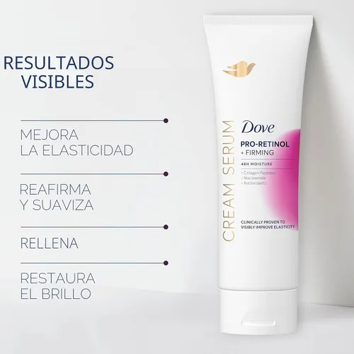 Miniatura 5 de Dove Suero Crema Pro-Retinol + Reafirmante para Elasticidad y Firmeza, con Péptidos de Colágeno, Niacinamida y Antioxidantes, Loción, 8 oz
