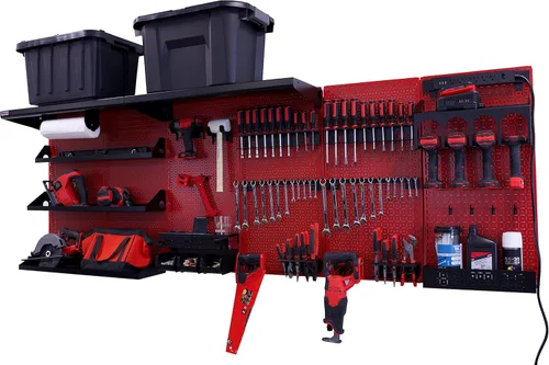 Miniatura 26 de OmniWall Weekend Warrior Ultimate Tool Kit - Sistema de Almacenamiento de Pared de Tablero de Clavos de Metal de 96" x 32" Negro/Naranja