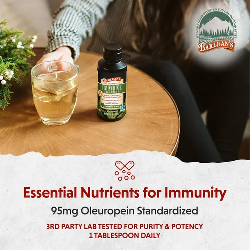 Miniatura 5 de Barlean's Suplemento líquido de apoyo inmunológico con complejo de hoja de olivo de menta, 95 mg de antioxidantes de oleuropeína, 8 onzas