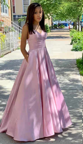 Miniatura 6 de Vici Gowner Vestido de fiesta formal de noche con cuello en V plisado para mujer con tirantes delgados vestido largo de fiesta