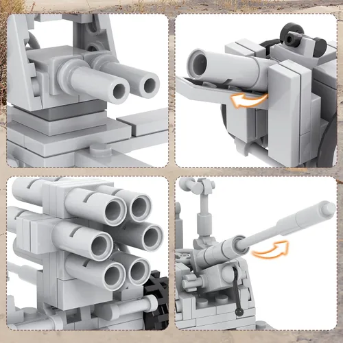 Miniatura 2 de Juego de bloques de construcción de armas de artillería de la Segunda Guerra Mundial (710 unidades). MOC piezas de ladrillos militares