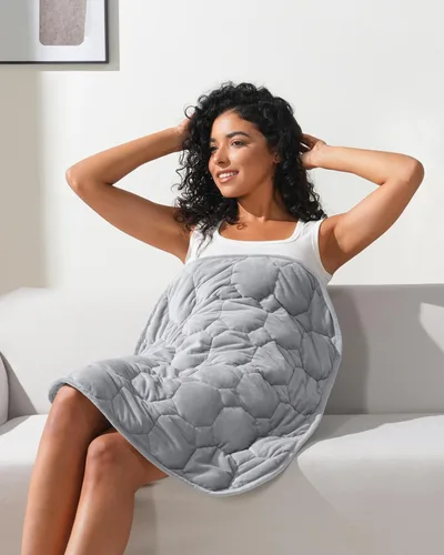 Miniatura 2 de Kivik Manta con peso para viajes, 5 libras, manta de regazo con peso de 29 x 33 pulgadas, cobertura de cuerpo completo y ligera, almohadilla de Gris