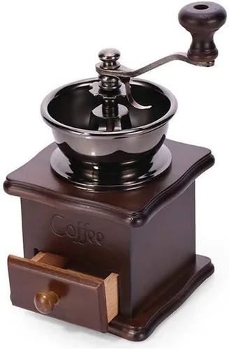 Miniatura 3 de Molinillo de café manual de madera, estilo vintage, molinillo de café de mano, molinillo de café con manivela de cerámica, cepillo de limpieza