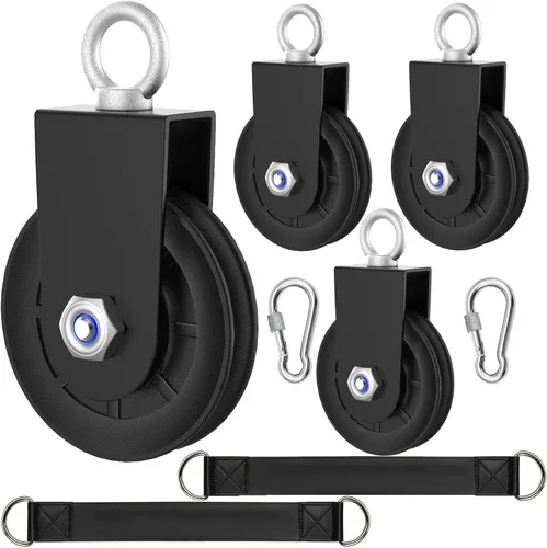 BESTEEL Paquete de 4 ruedas de polea de nailon silenciosas para gimnasio, rotación de 3.54 pulgadas, rueda de tracción de 360 grados, accesorio
