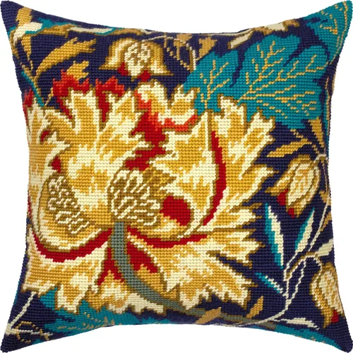 Miniatura 4 de Kit de punto de cruz estampado floral para adultos y principiantes - Acanthus de William Morris de 16 × 16 pulgadas con diseño impreso claro