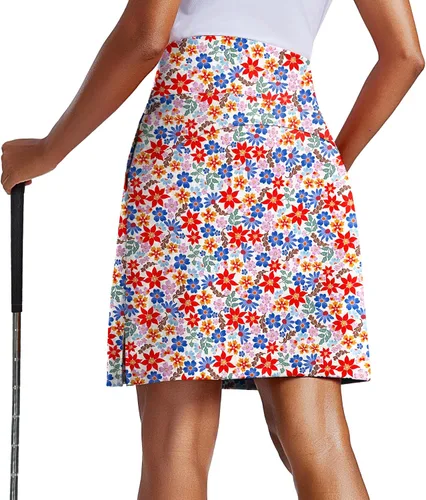 Miniatura 13 de PINSPARK Falda pantalón de 20 pulgadas para mujer, longitud a la rodilla, UPF 50+, faldas de golf con 3 bolsillos, cintura alta, falda pantalón