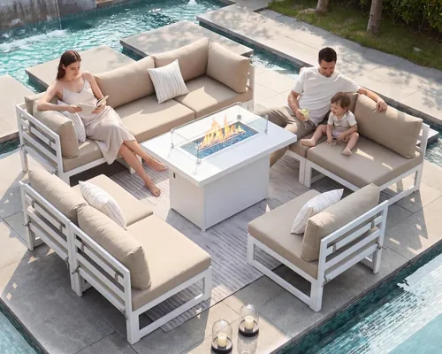 Miniatura 96 de NICESOUL - Juego de 10 muebles de patio extra grandes de aluminio moderno, sofá para exteriores con asiento de 29" de profundidad y ancho, 500 lbs