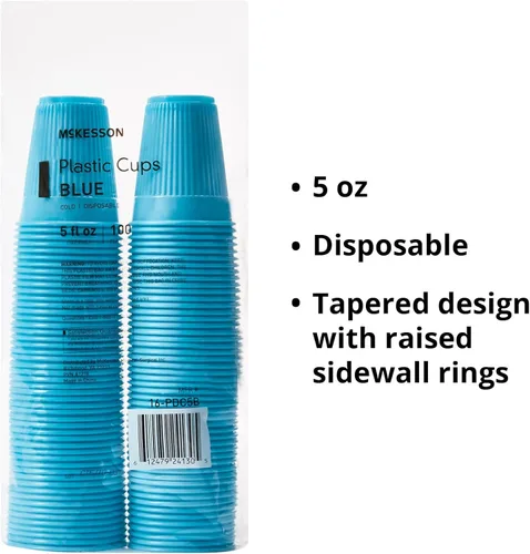 Miniatura 3 de McKesson Vasos de plástico desechables, vasos para beber, polipropileno, azul, 5 onzas, 100