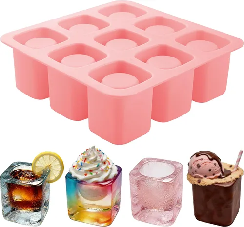 Miniatura 9 de Moldes de Silicona para Vasos de Chupito de 9 Cavidades Redondos, Juego de Horneado de Silicona para Chocolate, Dulces, Bandejas de Cubitos de Hielo