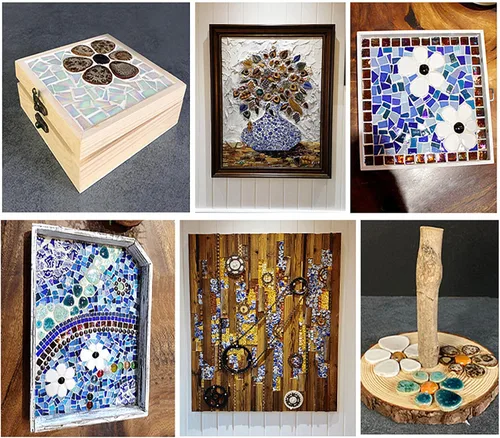 Miniatura 4 de Azulejos de mosaico de 7.05 oz, paquete de azulejos de mosaico de cerámica para decoración del hogar, manualidades, platos, marcos de fotos