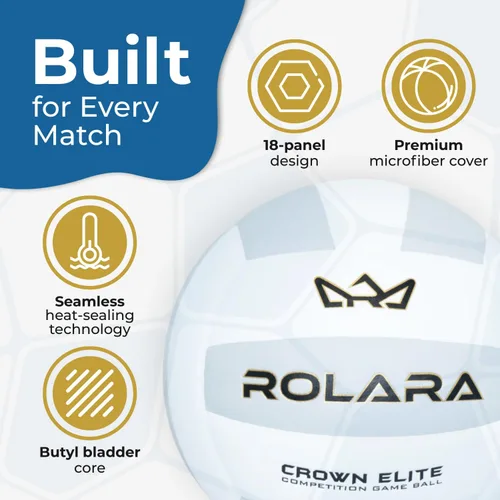 Miniatura 3 de Crown Elite - Pelota de voleibol – Cuero compuesto de microfibra importado de tamaño oficial aprobado por la NFHS con vejiga de butilo para una