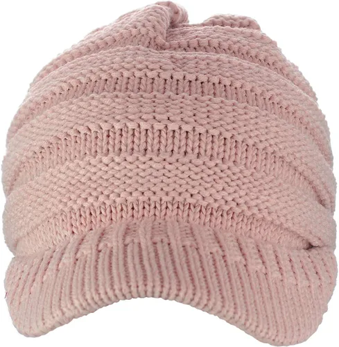 Miniatura 10 de C.C Gorro de punto trenzado cálido y grueso con visera
