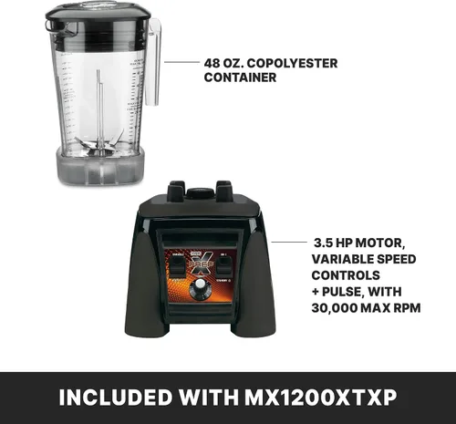 Miniatura 3 de Waring Licuadora comercial MX1200XTXP de 3.5 HP con controles de dial de velocidad variable y contenedor de copoliéster libre de BPA de 48 oz, 120V