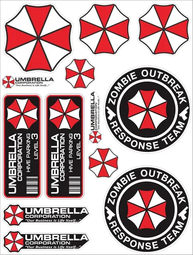 Juego de 13 calcomanías para paraguas Calcomanias Raccoon City Car Window Truck Bumper Bike Vinyl
