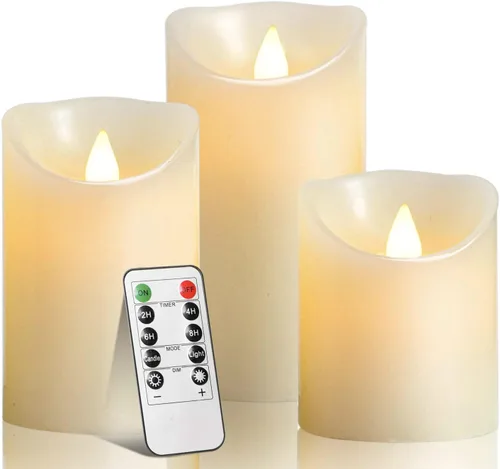 Miniatura 14 de Paquete de 2 velas de plástico sin llama para exteriores con control remoto y temporizador, velas LED parpadeantes que funcionan