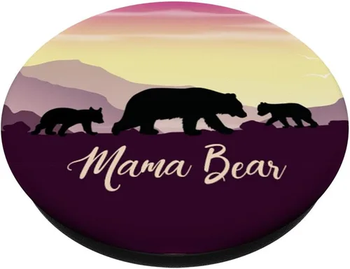 Miniatura 2 de Mama Bear Pop Socket 2 Cubs morado Sunset regalo para el día de la madre – PopSockets agarre y soporte para teléfonos y tabletas