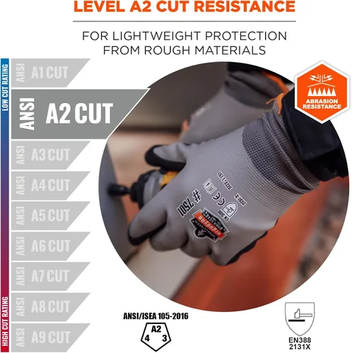 Miniatura 3 de Ergodyne ProFlex 7501 Guantes de Trabajo de Invierno Impermeables con Revestimiento, Palmas Recubiertas de Nitrilo Arenoso, Forro Polar Térmico