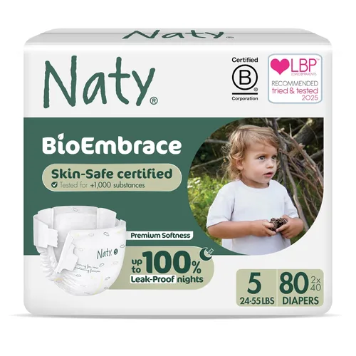 Miniatura 14 de Naty BioEmbrace - Pañales para bebé, certificado seguro para la piel sensible, protección contra fugas de hasta el 100 %, suavidad a base