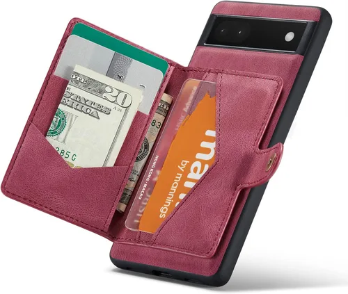 Miniatura 33 de Funda para Google Pixel 6 Pro, cartera magnética desmontable con ranura para efectivo, soporte de carga inalámbrica, función atril compatible