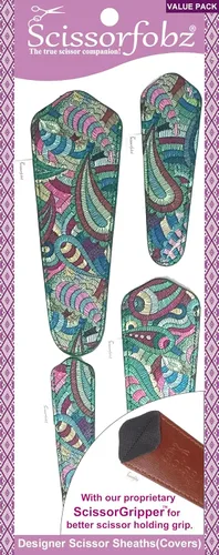 Miniatura 70 de Fundas protectoras para tijeras de diseñador, 4 unidades, tamaño surtido, diseño floral victoriano azul #4-304 Jardín floral victoriano azul