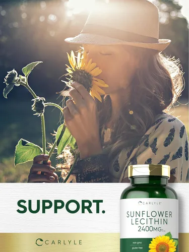 Miniatura 6 de Carlyle Cápsulas blandas de lecitina de girasol 2400 mg 200 píldoras Ricas en fosfatidilcolina Sin OMG, sin soja, suplemento sin gluten