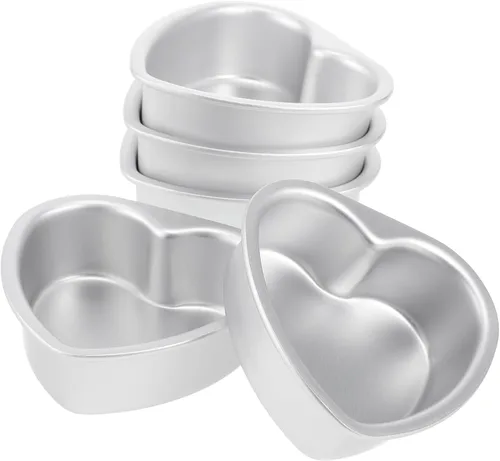 Miniatura 10 de BESTonZON 3 moldes para pasteles en forma de corazón, moldes de aluminio de 6 pulgadas con parte inferior extraíble, molde de pastel de corazón