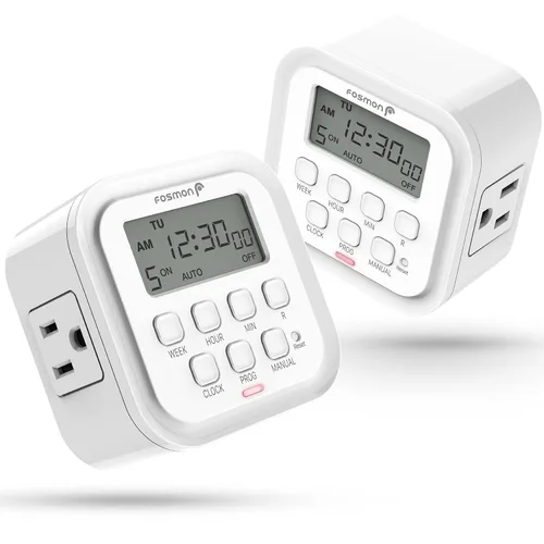 Miniatura 11 de Fosmon Temporizador de cuenta regresiva enchufable de doble salida, temporizador de luz interior para tomas de corriente, 15-30 minutos, ajustes
