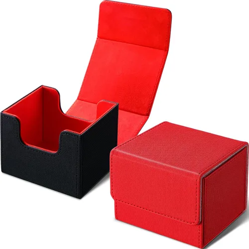 Weewooday 2 Cajas de Cartas de Cubierta de Cuero de Gran Tamaño que Caben Más de 100 Cartas con Fundas para Juego de Cartas Coleccionables Negro