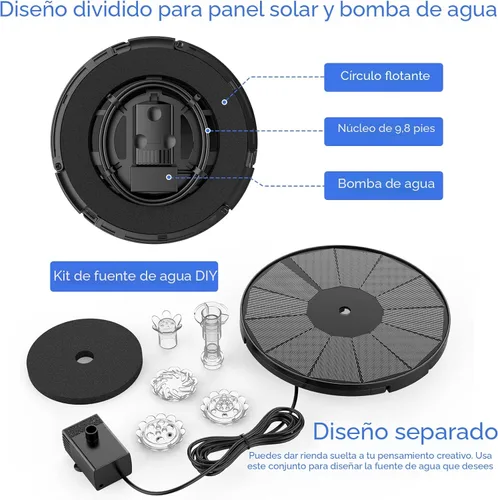 Miniatura 8 de AISITIN Bomba de Fuente Solar de 3.5W para Características de Agua Exterior Fuente de Baño Solar DIY para Pájaros con Múltiples Boquillas, Fuente