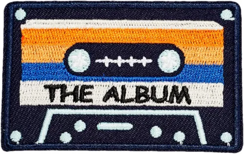Parches para planchar con música para ropa, parche de cinta vintage bordada, apliques de tela bordada, cinta mixtape retro de casete DIY parches