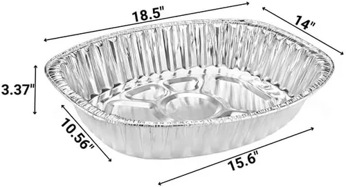 Miniatura 2 de Bandeja de aluminio ovalada extragrande desechable y duradera para el Día de Acción de Gracias – 100% reciclable: perfecta para hornear y asar