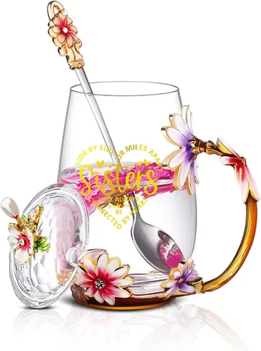 Regalos para hermanas de hermana, elegante taza de té con flores y taza de café, regalos únicos para cumpleaños, hermana menor, hermana mayor, cuñada