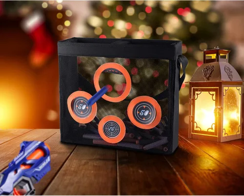 Miniatura 8 de Hely Cancy - Bolsa de almacenamiento de malla portátil para juguetes de práctica de tiro con objetivo compatible con dardos Nerf para niños de 6