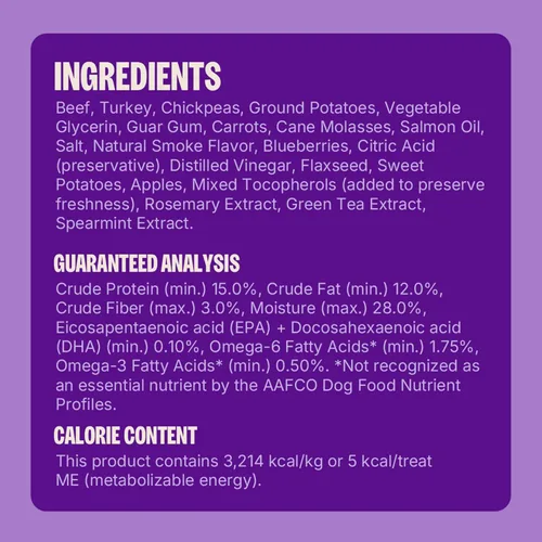 Miniatura 7 de Wellness CORE - Golosinas para cachorros, naturales, golosinas de entrenamiento, sin granos, carne de res Brainiac y pavo (bolsa de 6 onzas)