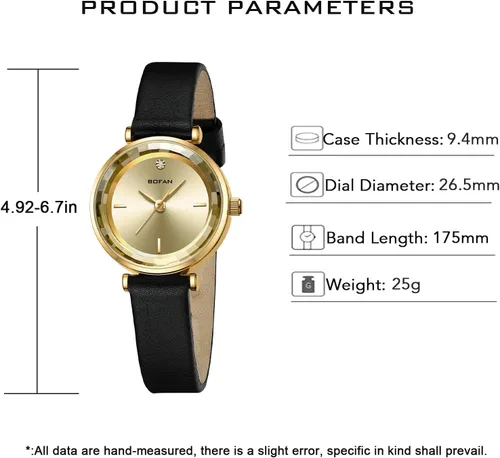 Miniatura 4 de BOFAN Reloj de pulsera para mujer con esfera de diamante, bisel de cristal y cómoda correa de cuero suave.