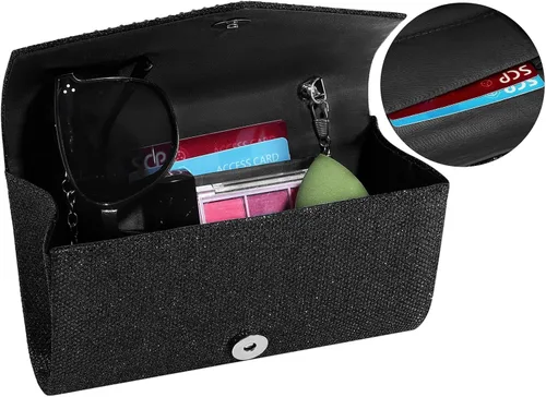 Miniatura 6 de Bolso de noche para mujer, clutch con diamantes de imitación tipo sobre, cartera de mano para fiestas, bodas y graduaciones