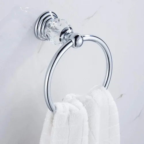 Miniatura 7 de WOLIBEER Accesorios de baño de cristal, cromo de 24 pulgadas, juego de toallero de latón pulido, soporte de papel higiénico para toalla, anillo