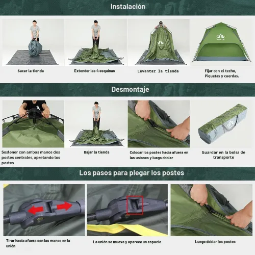 Miniatura 8 de Night Cat Tiendas emergentes instantáneas para 2-3 personas con lona de huella, fácil instalación, tienda de campaña con sobretecho de doble capa
