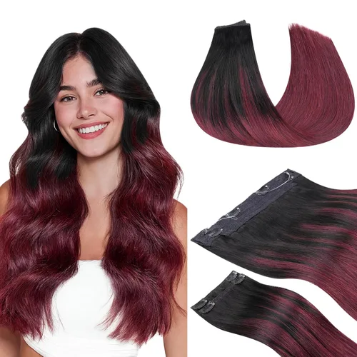Miniatura 28 de GOO GOO Extensiones de Cabello Humano con Alambre, 18A/613A Rubio Oscuro mezclado con Rubio Decolorado Resaltado 18 pulgadas 95g, Extensiones