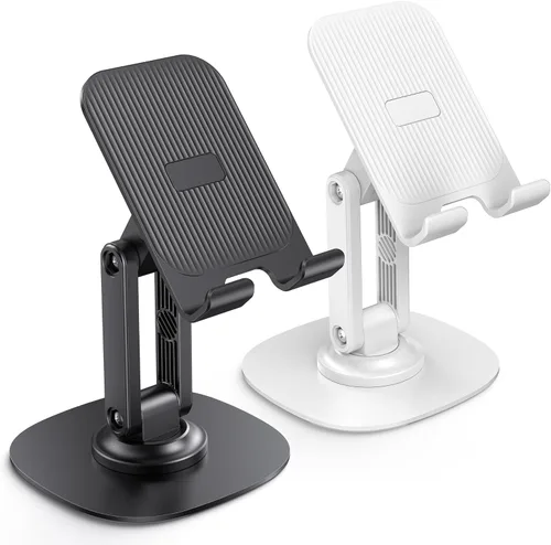 Soporte para teléfono celular OMOTON para escritorio, paquete de 2 unidades, soporte ajustable y plegable para teléfono, soporte móvil giratorio de